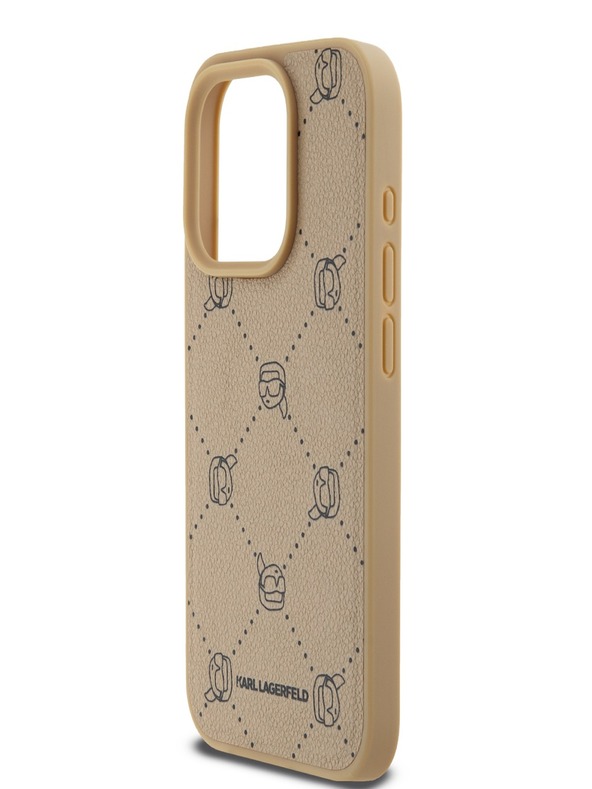 Karl Lagerfeld PU Karl Heads Pattern Magsafe Zadní Kryt pro iPhone 15 Pro Max Beige Karl Lagerfeld