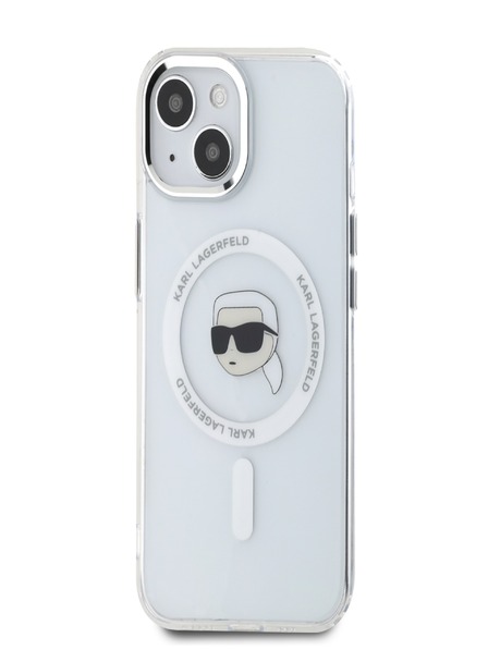 Karl Lagerfeld Karl Lagerfeld IML Karl Head Metal Frame MagSafe Zadní Kryt pro iPhone 15 Transparent