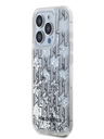 Karl Lagerfeld Liquid Glitter Monogram Gradient Zadní Kryt pro iPhone 15 Pro Max White Karl Lagerfeld