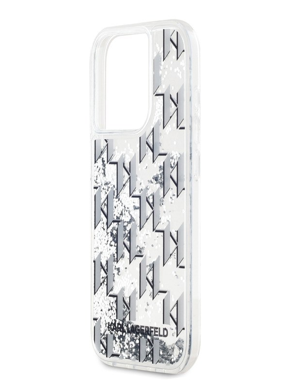 Karl Lagerfeld Liquid Glitter Monogram Gradient Zadní Kryt pro iPhone 15 Pro Max White Karl Lagerfeld
