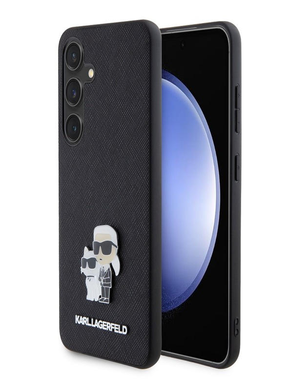 Karl Lagerfeld PU Saffiano Metal Karl and Choupette Zadní Kryt pro Samsung Galaxy S24 Black Karl Lagerfeld