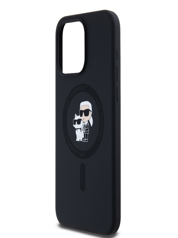 Karl Lagerfeld Liquid Silicone Karl and Choupette Magsafe Zadní Kryt pro iPhone 15 Pro Max Black Karl Lagerfeld