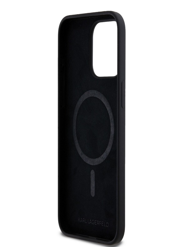 Karl Lagerfeld Liquid Silicone Karl and Choupette Magsafe Zadní Kryt pro iPhone 15 Pro Max Black Karl Lagerfeld