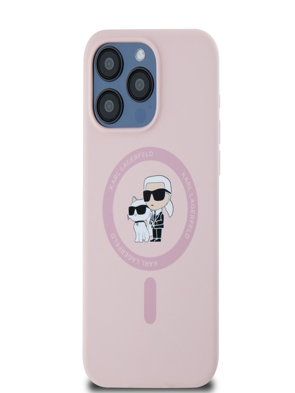 Karl Lagerfeld Liquid Silicone Karl and Choupette Magsafe Zadní Kryt pro iPhone 14 Pro Max Pink Karl Lagerfeld