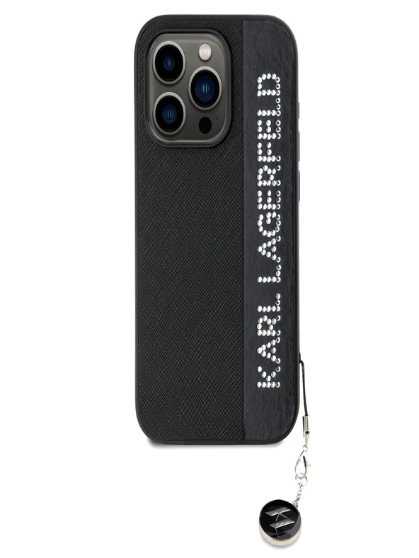 Karl Lagerfeld Karl Lagerfeld PU Saffiano Rhinestone Charm Zadní Kryt pro iPhone 15 Pro Black