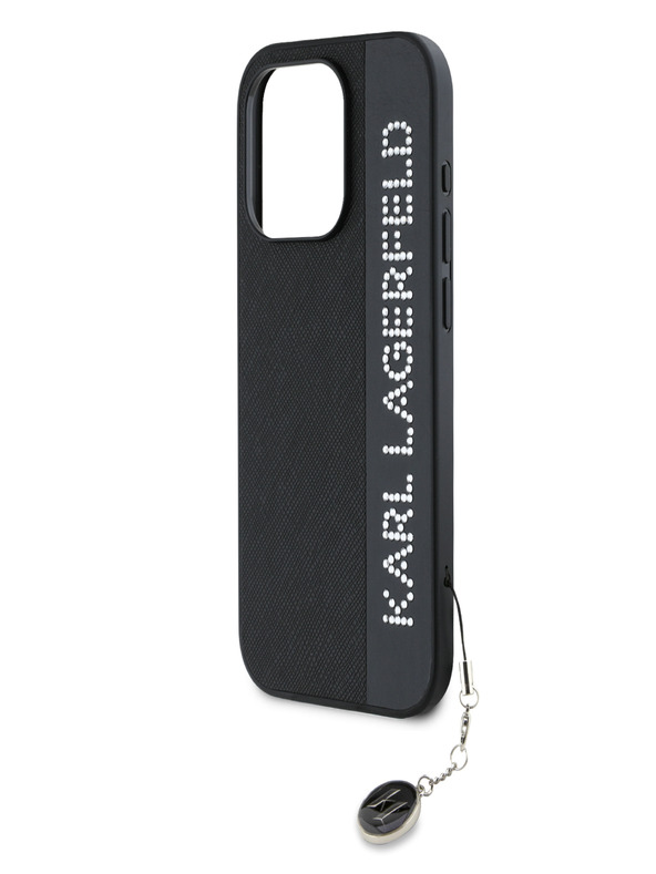 Karl Lagerfeld Karl Lagerfeld PU Saffiano Rhinestone Charm Zadní Kryt pro iPhone 15 Pro Black