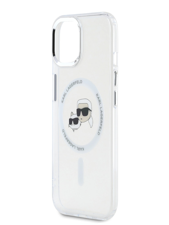 Karl Lagerfeld Karl Lagerfeld IML K&CH Heads Metal Frame MagSafe Zadní Kryt pro iPhone 15 Transparent