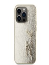 Karl Lagerfeld Wrinkled PU Signature Logo Zadní Kryt pro iPhone 15 Pro Gold Karl Lagerfeld
