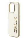 Karl Lagerfeld Wrinkled PU Signature Logo Zadní Kryt pro iPhone 15 Pro Gold Karl Lagerfeld