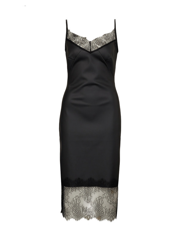 Orsay Černé dámské koženkové midi šaty ORSAY