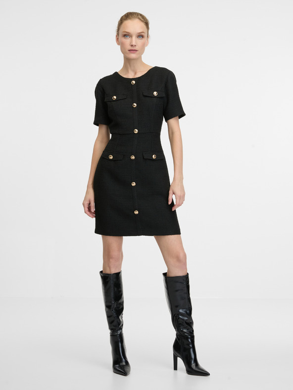 Orsay Černé dámské pouzdrové šaty ke kolenům ORSAY