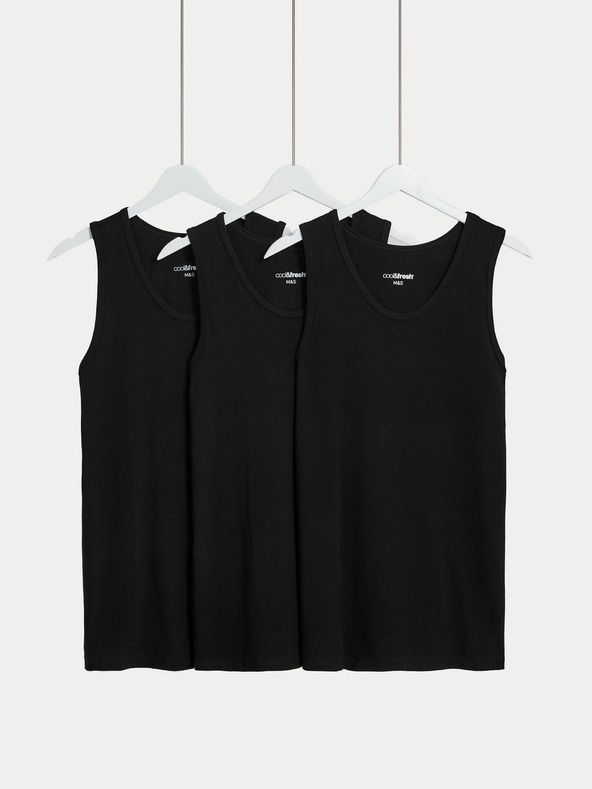 Marks & Spencer Sada tří pánských basic tílek v černé barvě s technologií Cool & Fresh™ Marks & Spencer