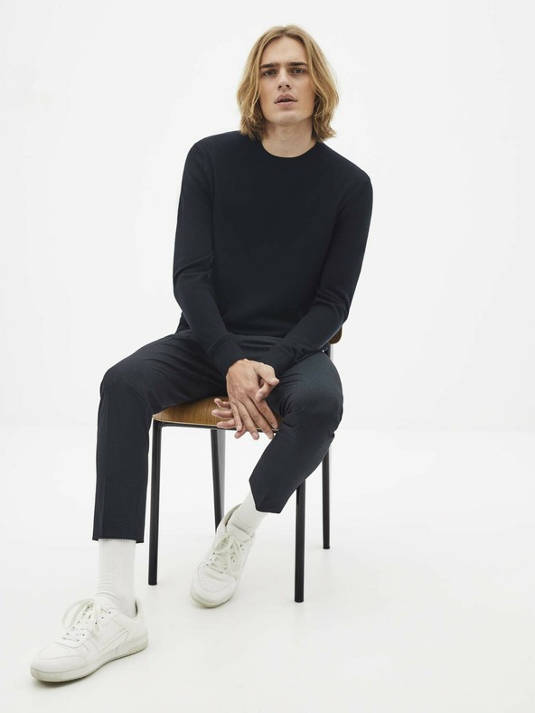 Celio Tmavě modrý vlněný basic svetr Celio Semerirond