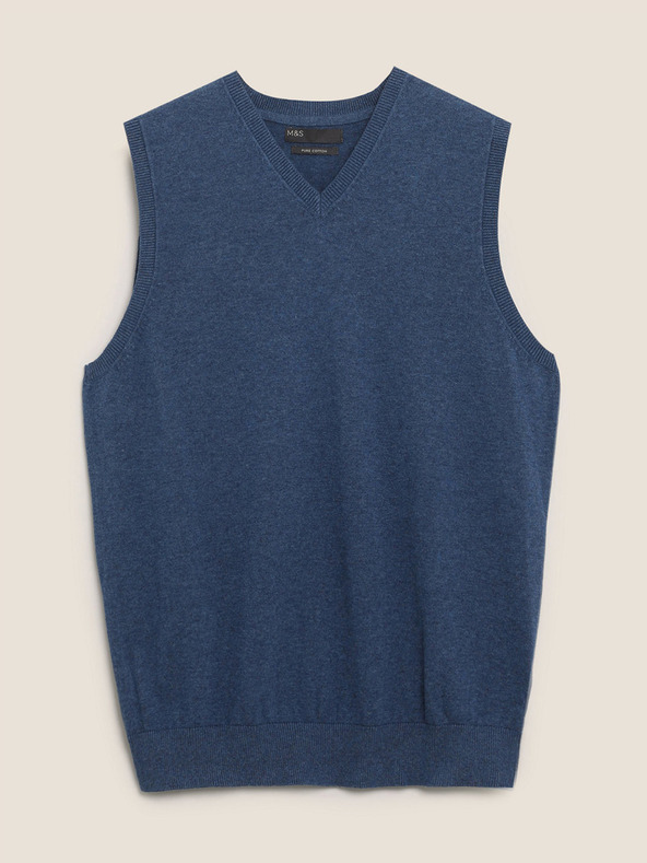 Marks & Spencer Čistě bavlněný svetr bez rukávů Marks & Spencer modrá