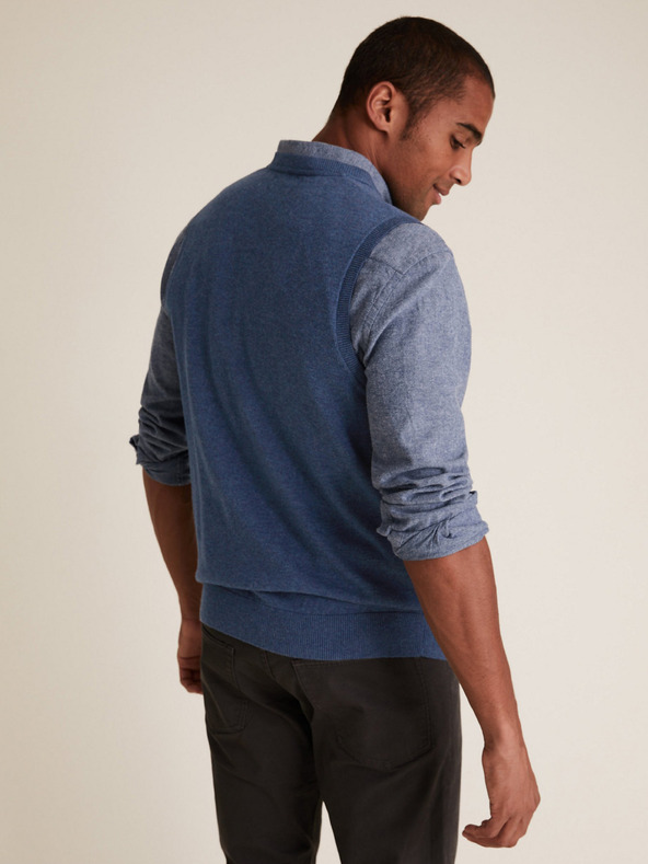 Marks & Spencer Čistě bavlněný svetr bez rukávů Marks & Spencer modrá