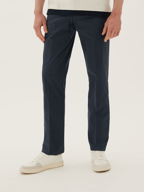Marks & Spencer Strečové chino kalhoty normálního střihu Marks & Spencer námořnická modrá