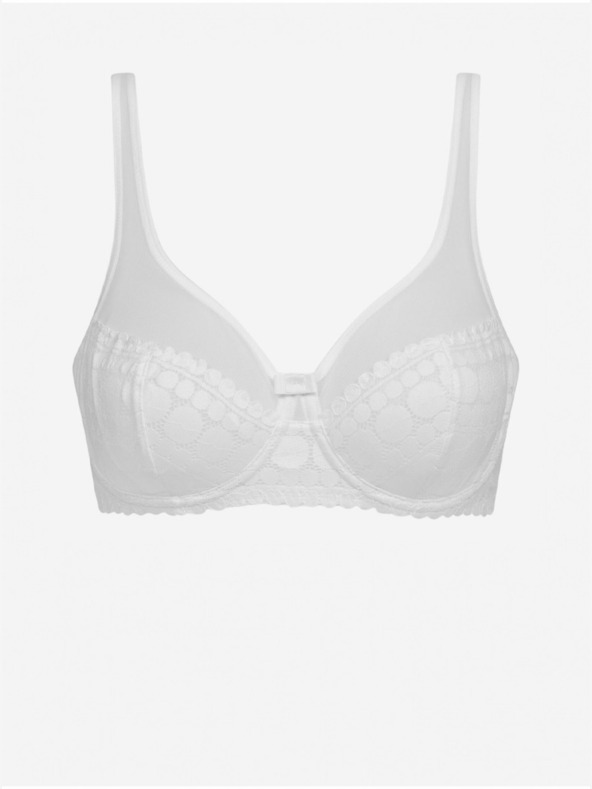 DIM Bílá dámská krajková podprsenka DIM GENEROUS DOTTY UNDERWIRED BRA