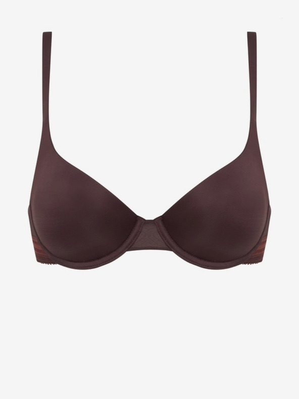 DIM Tmavě hnědá dámská bezešvá podprsenka Dim Invisifree