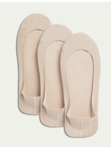 Marks & Spencer Nízké bavlněné šlapky s vysokým podílem bavlny, 3 páry Marks & Spencer béžová