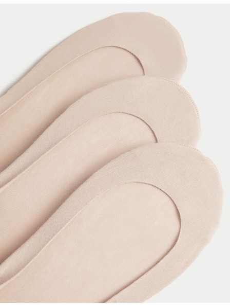 Marks & Spencer Nízké bavlněné šlapky s vysokým podílem bavlny, 3 páry Marks & Spencer béžová