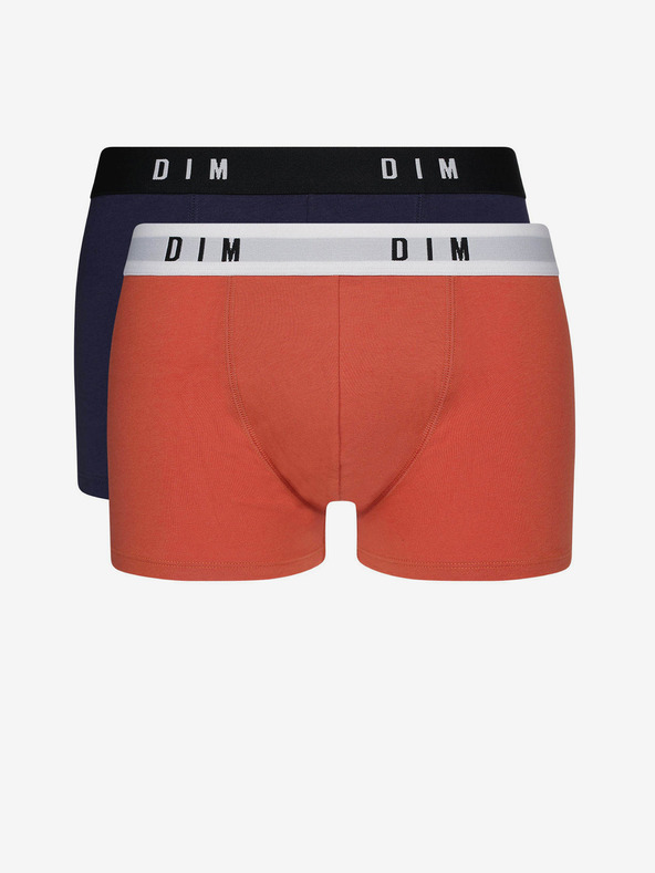 DIM Sada dvou pánských boxerek v oranžové a tmavě modré barvě Dim BOXER ORIGINAL 2x