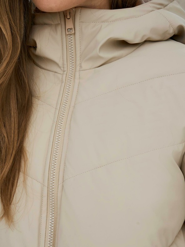 Jacqueline de Yong Béžový dámský zimní prošívaný kabát JDY Rikka