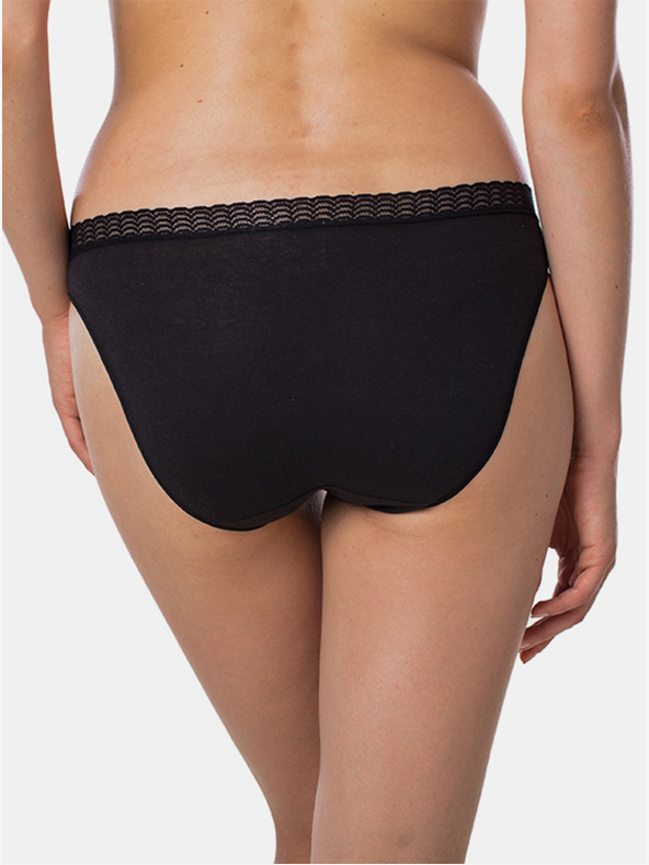 Bellinda Černé dámské kalhotky s krajkovým detailem Bellinda FANCY COTTON MINISLIP