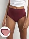 DIM Sada dvou dámských kalhotek ve vínové a růžové barvě DIM Body touch highwaist brief