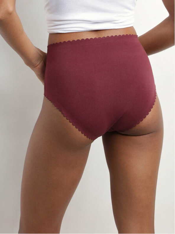 DIM Sada dvou dámských kalhotek ve vínové a růžové barvě DIM Body touch highwaist brief