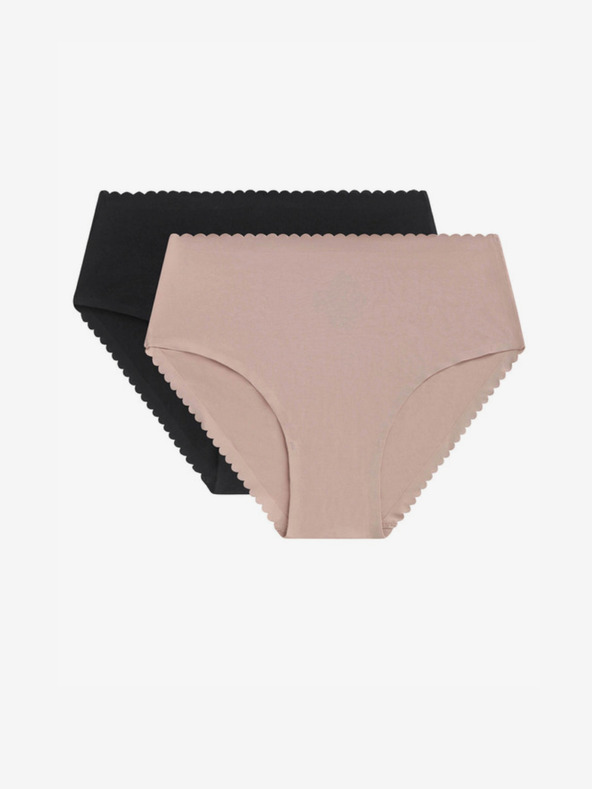 DIM Sada dvou dámských kalhotek v černé a béžové barvě DIM Body touch highwaist brief