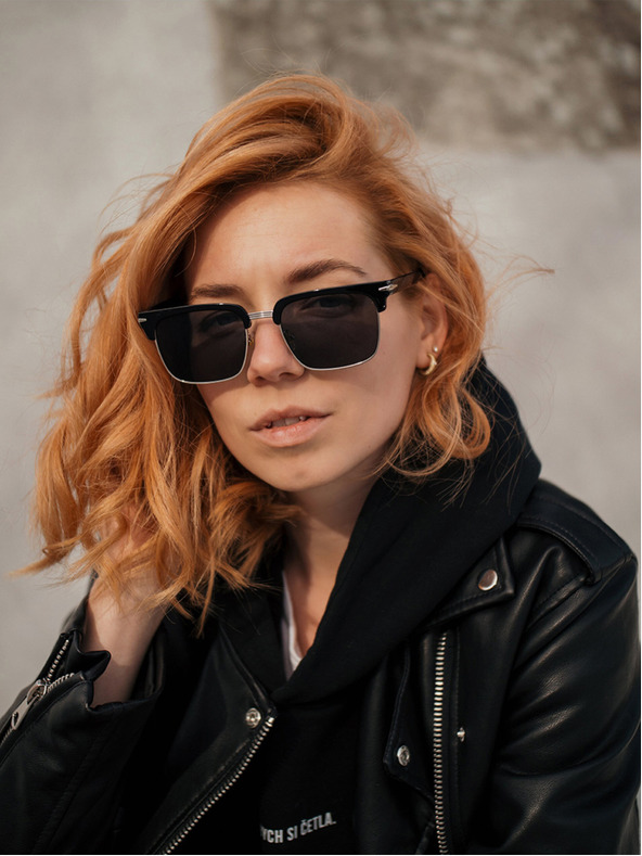 VEYREY Černé sluneční polarizační brýle VeyRey Beckham Stitch