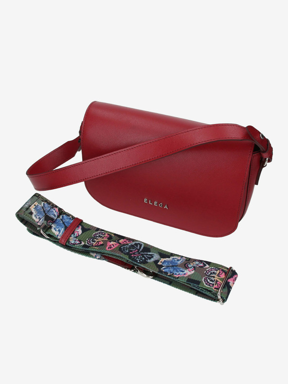 Elega Červená dámská kožená kabelka ELEGA Farfalle