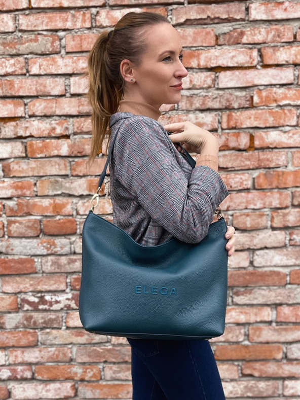 Elega Petrolejová dámská kožená kabelka ELEGA Fancy