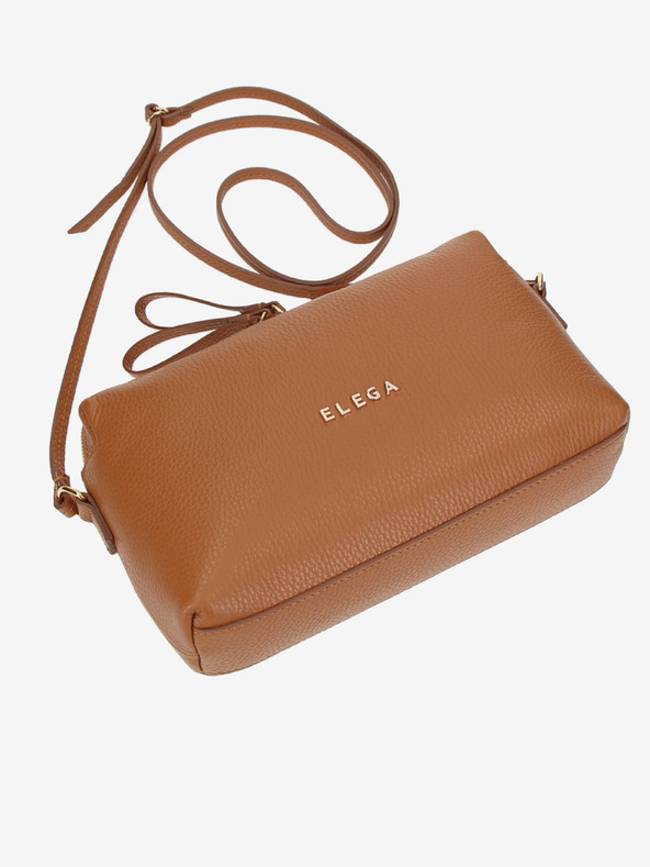 Elega Hnědá dámská kožená crossbody kabelka ELEGA Hill