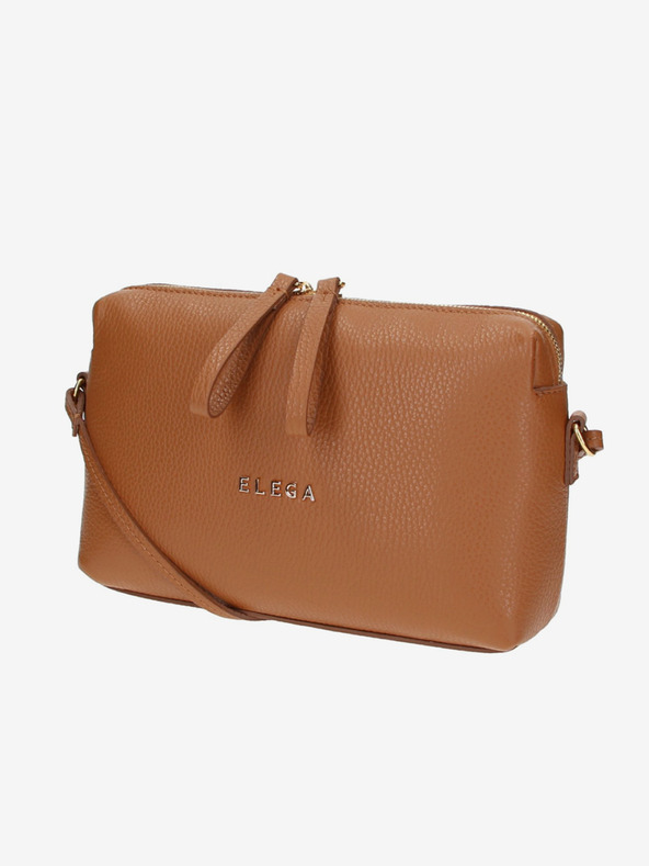 Elega Hnědá dámská kožená crossbody kabelka ELEGA Hill
