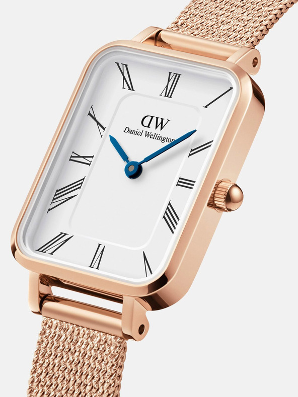 Daniel Wellington Růžovo-zlaté dámské hodinky Daniel Wellington mesh Quadro Melrose