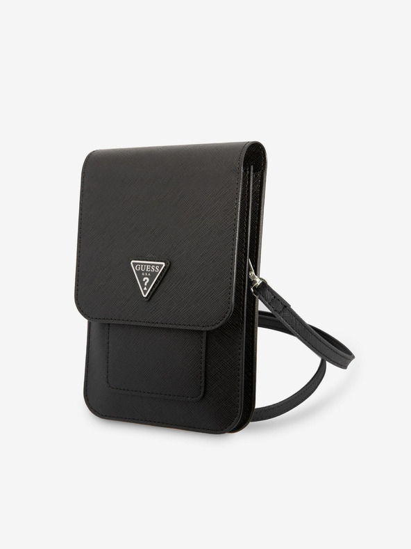 Guess Guess PU Saffiano Triangle Logo Taška na Telefon Black