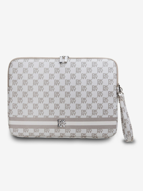 DKNY DKNY PU Leather Checkered Pattern and Stripe Obal na Notebook 15/16 Beige"