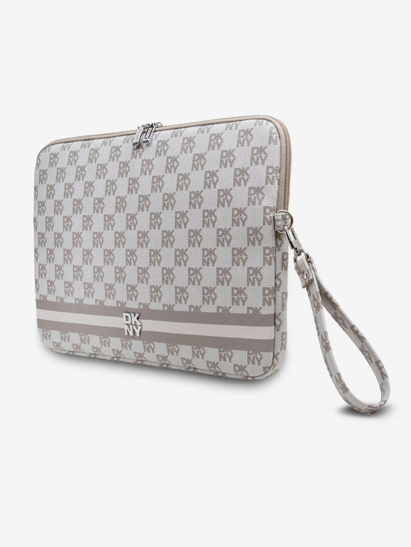 DKNY DKNY PU Leather Checkered Pattern and Stripe Obal na Notebook 15/16 Beige"