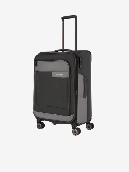 Travelite Tmavě šedý cestovní kufr Travelite Viia 4w M Anthracite