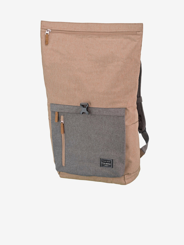 Travelite Šedo-růžový batoh Travelite Basics Roll-up Backpack Rose