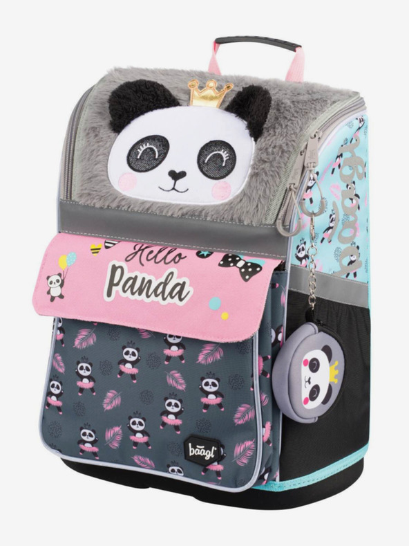 BAAGL  Šedá školní aktovka zippy panda Baagl