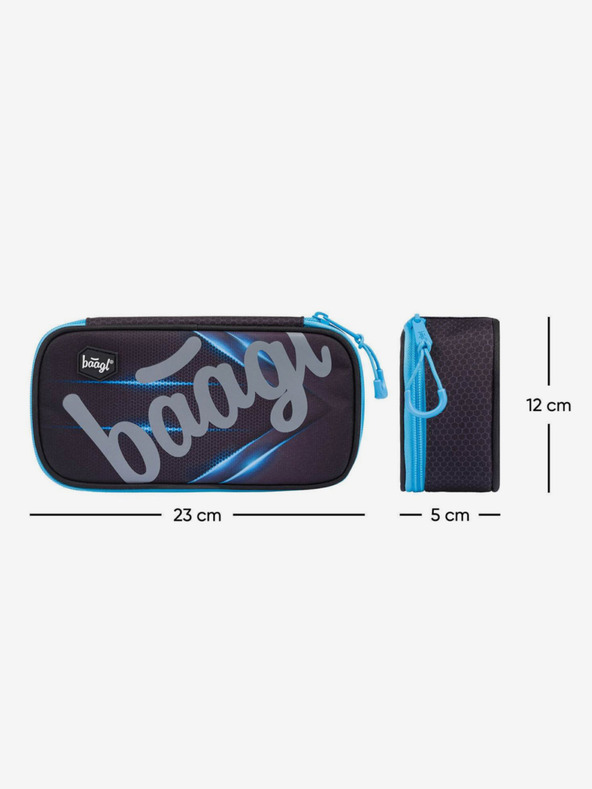 BAAGL  Černý školní penál etue skate bluelight Baagl