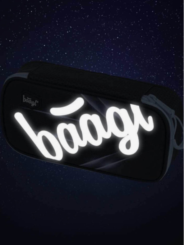 BAAGL  Černý školní penál etue skate bluelight Baagl