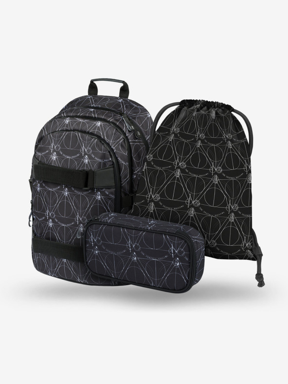 BAAGL  Černý školní set - batoh, etue, sáček Baagl Skate Harry Potter Relikvie smrti