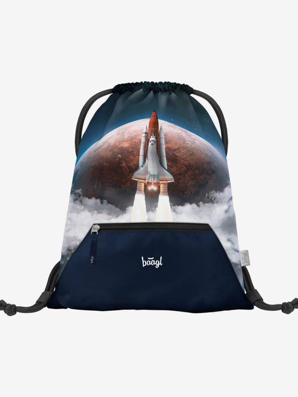BAAGL  Modrý školní set - aktovka, penál, sáček Baagl Shelly Space Shuttle