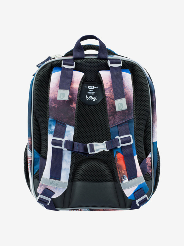 BAAGL  Modrý školní set - aktovka, penál, sáček Baagl Shelly Space Shuttle