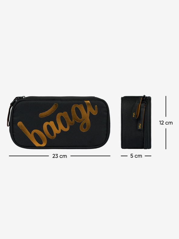 BAAGL  Černý školní penál etue Baagl Metallic Bronze