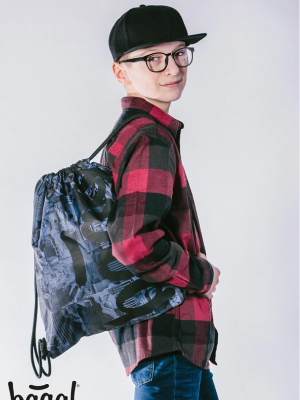 BAAGL  Šedý školní set - batoh, penál, sáček Baagl Core Technic