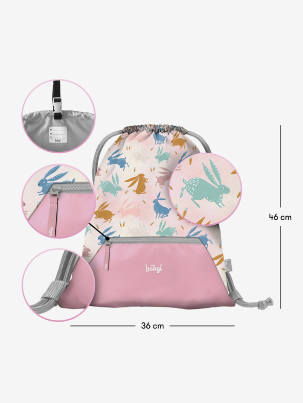 BAAGL  Růžový vak s kapsou Baagl Bunny